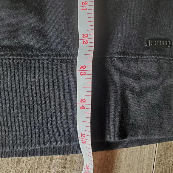 GUESS Black Faux Leather Panel Women's Pullover Sweatshirt Small - Picture 8 of 15